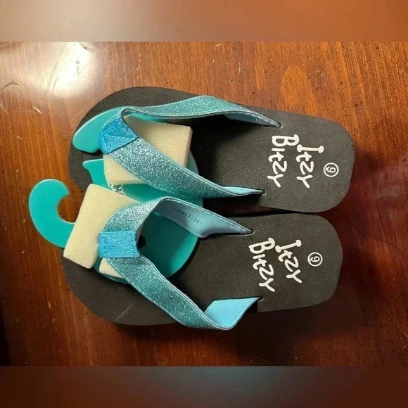Toddler Size 9 Blue Sparkie Itzy Bitzy Flip Flops - Picture 1 of 5